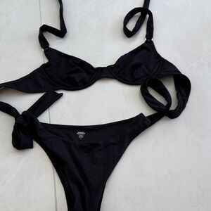 Monday Swimwear Black Tie-Side Underwire Bikini